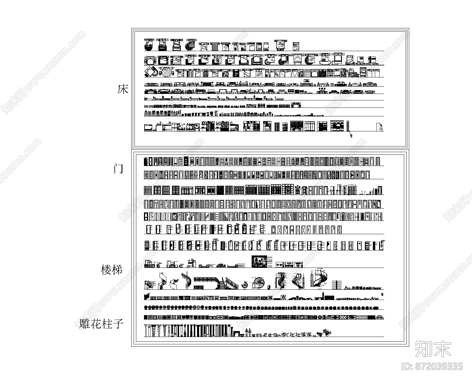 CAD床施工图下载【ID:872039335】