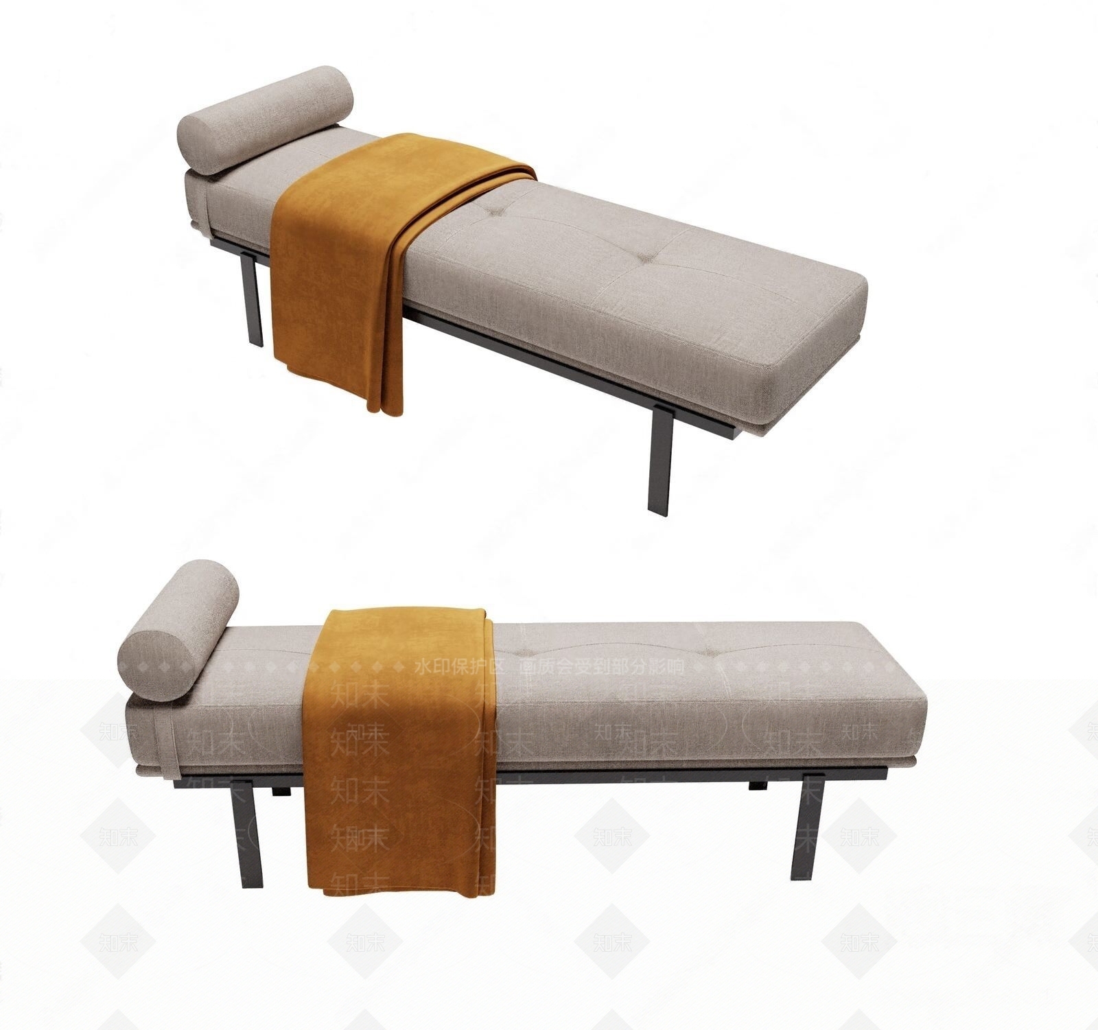 现代床尾凳组合3D模型下载【ID:472040494】