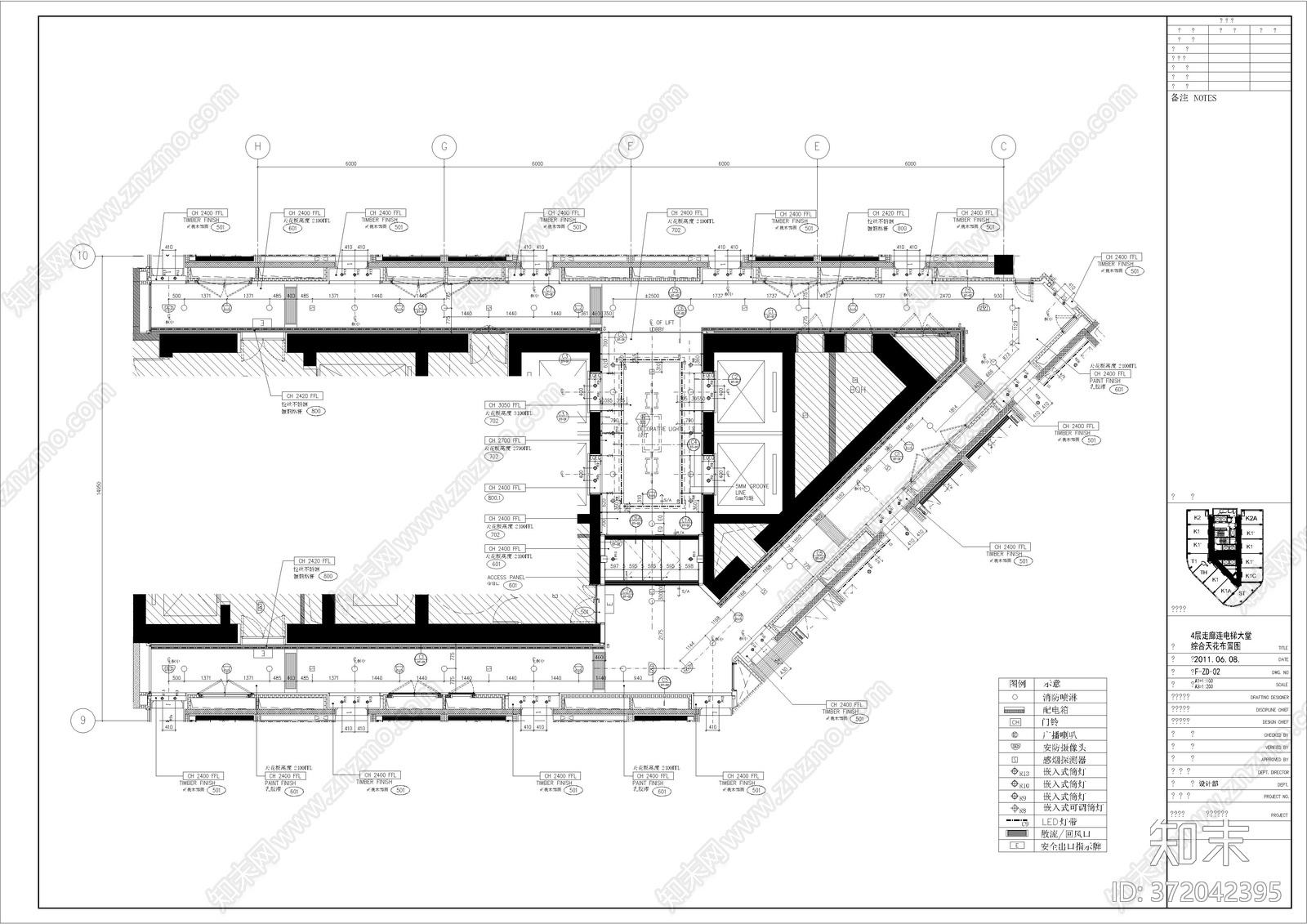 酒店走廊连电梯大施工图下载【ID:372042395】