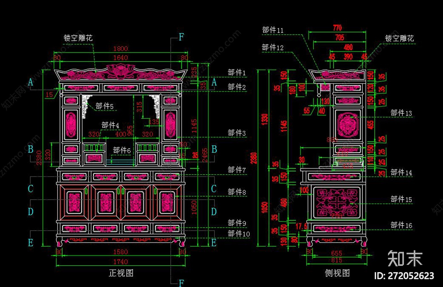 佛龛佛龛柜cad施工图下载【ID:272052623】