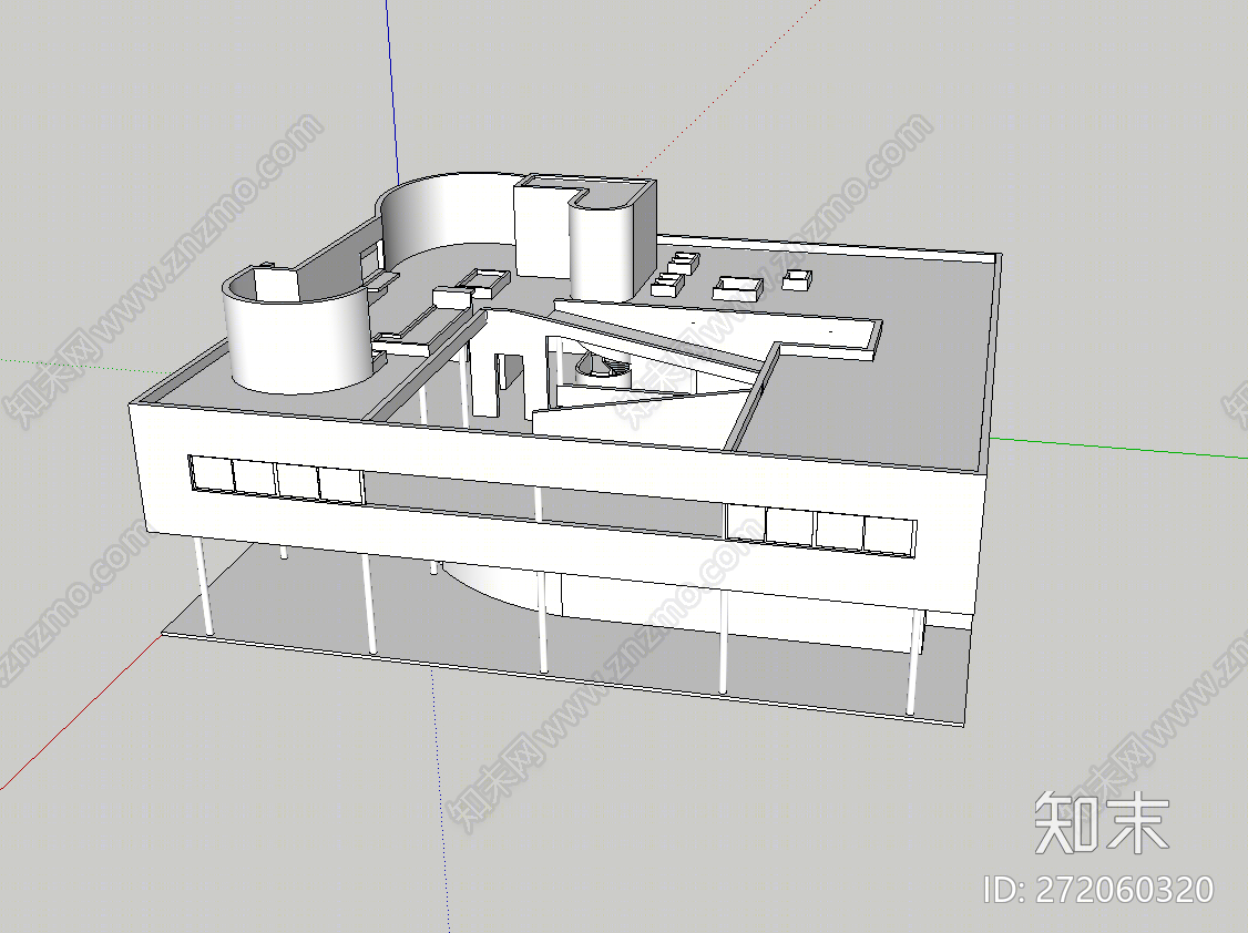 现代萨伏伊别墅SU模型下载【ID:272060320】