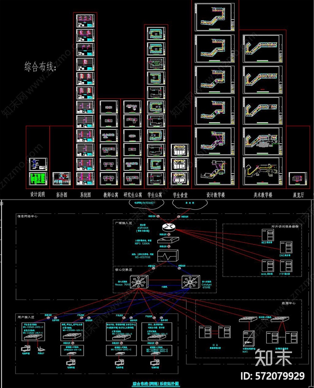 校区网络综合布线全套图纸施工图下载【ID:572079929】