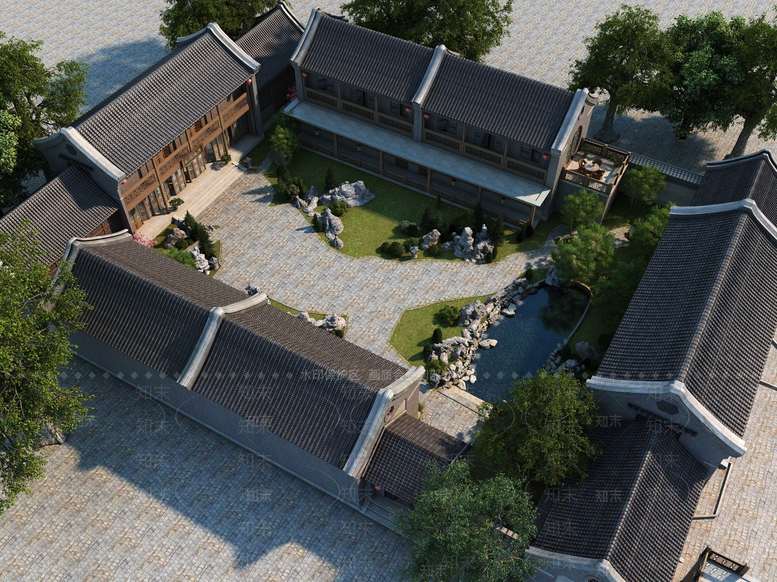 四合院3D模型精品下载_3dmax模型_知末网