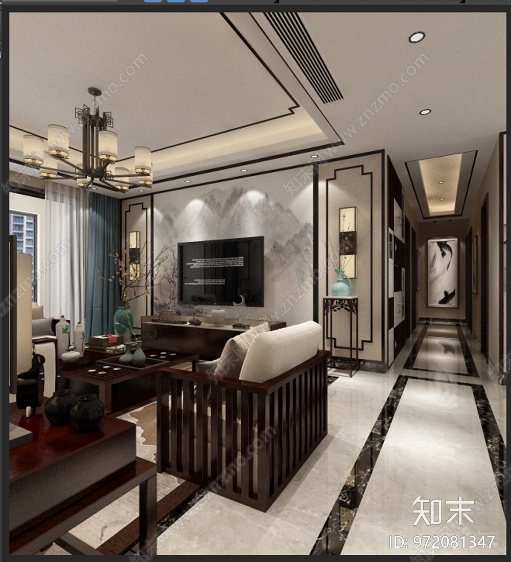 新中式家装施工图下载【ID:972081347】