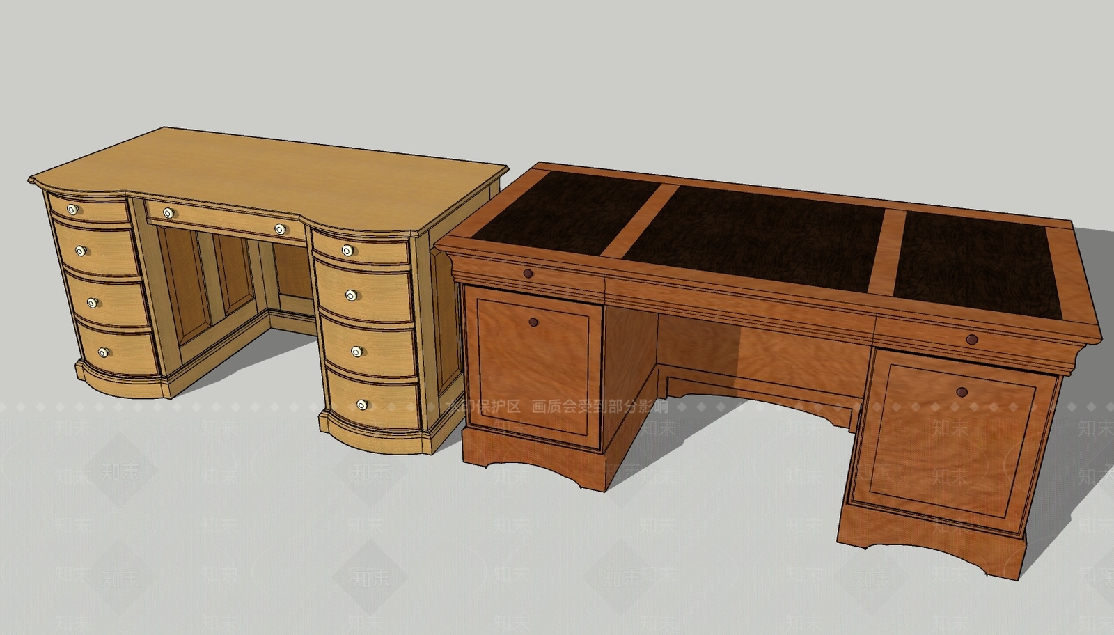 欧式风格电脑桌SU模型下载【ID:272106165】