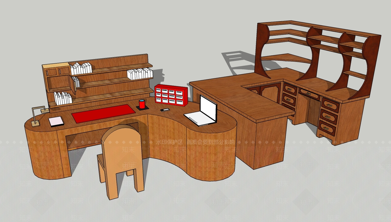 欧式风格电脑桌SU模型下载【ID:272106184】