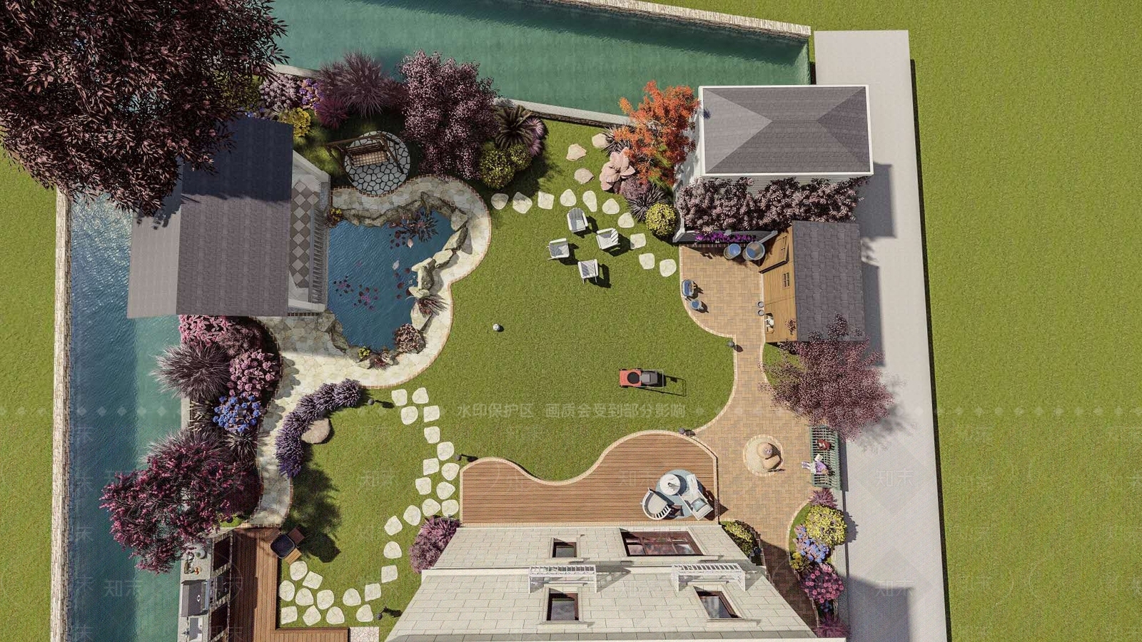 欧式风格住宅景观SU模型下载【ID:572119467】