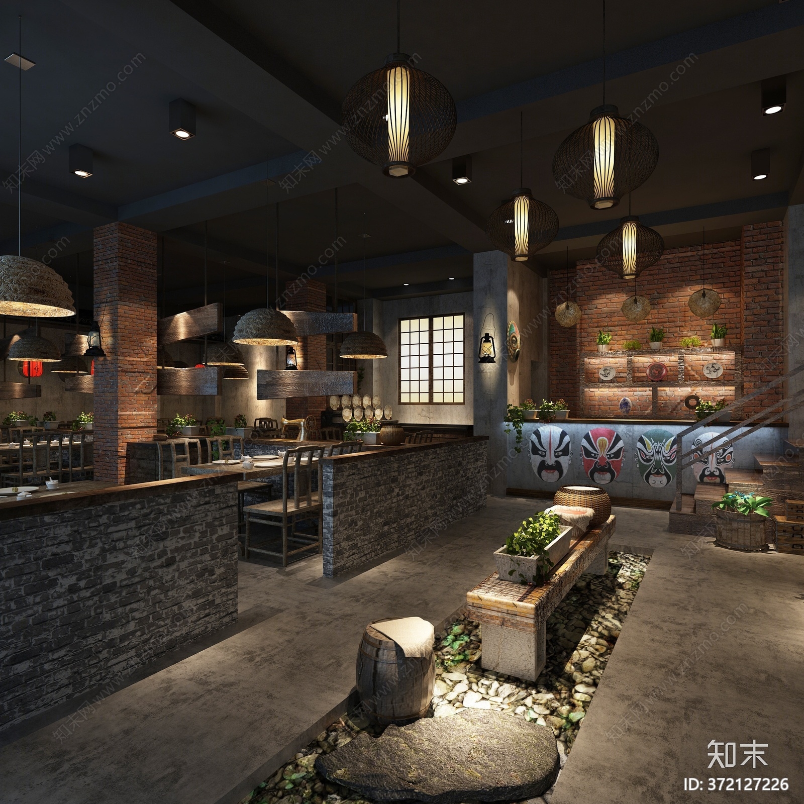 中式火锅店3D模型下载【ID:372127226】