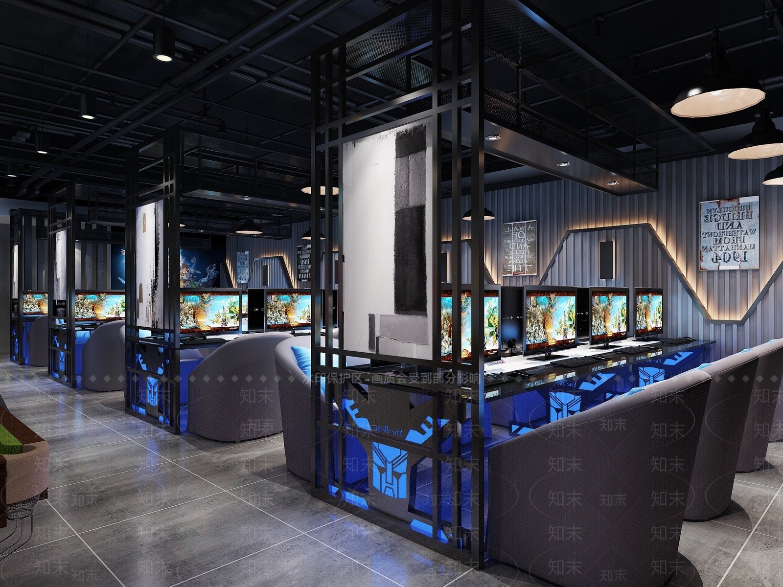 工业风网咖3D模型下载【ID:972141234】