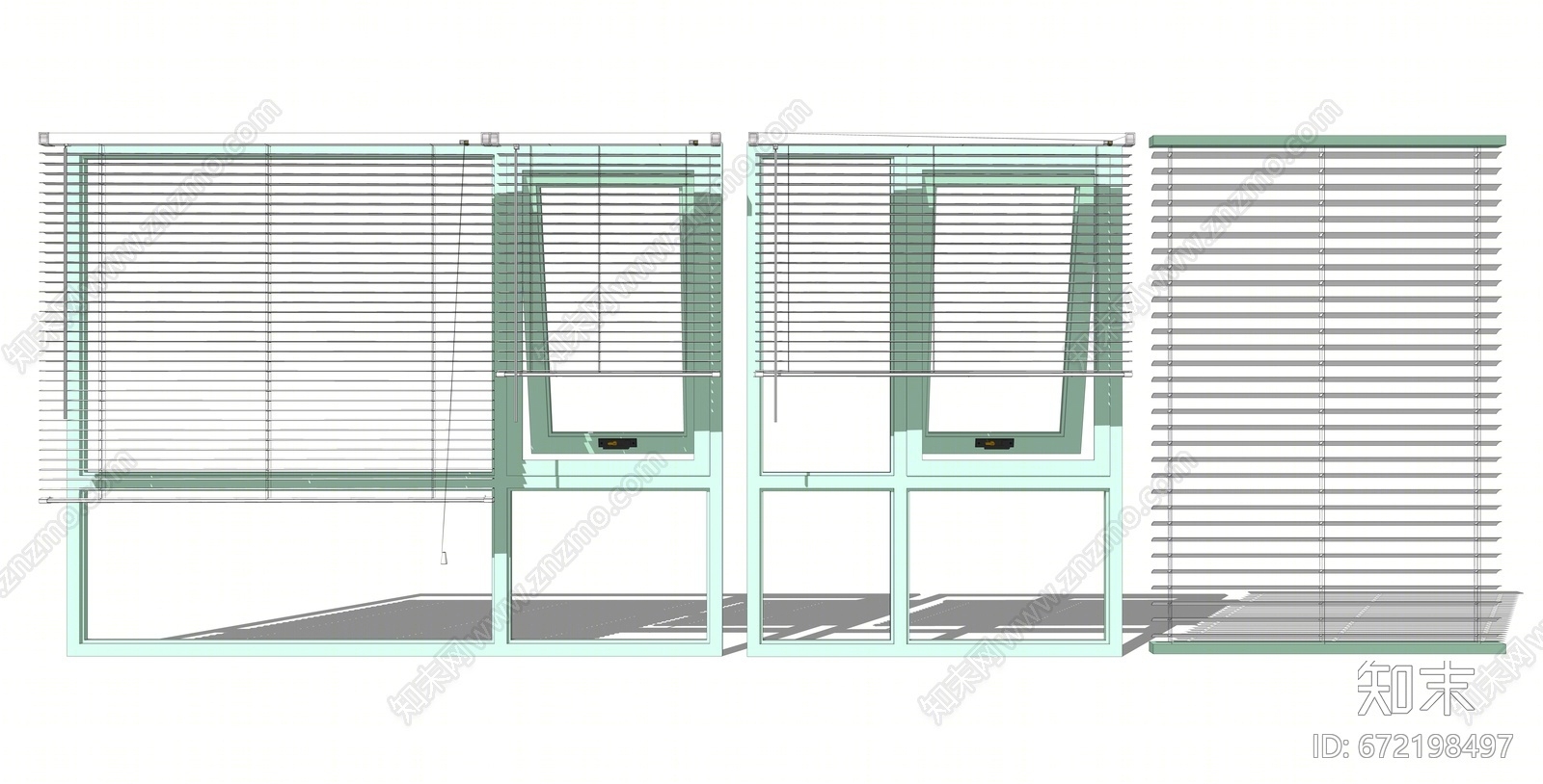 现代百叶窗户SU模型下载【ID:672198497】