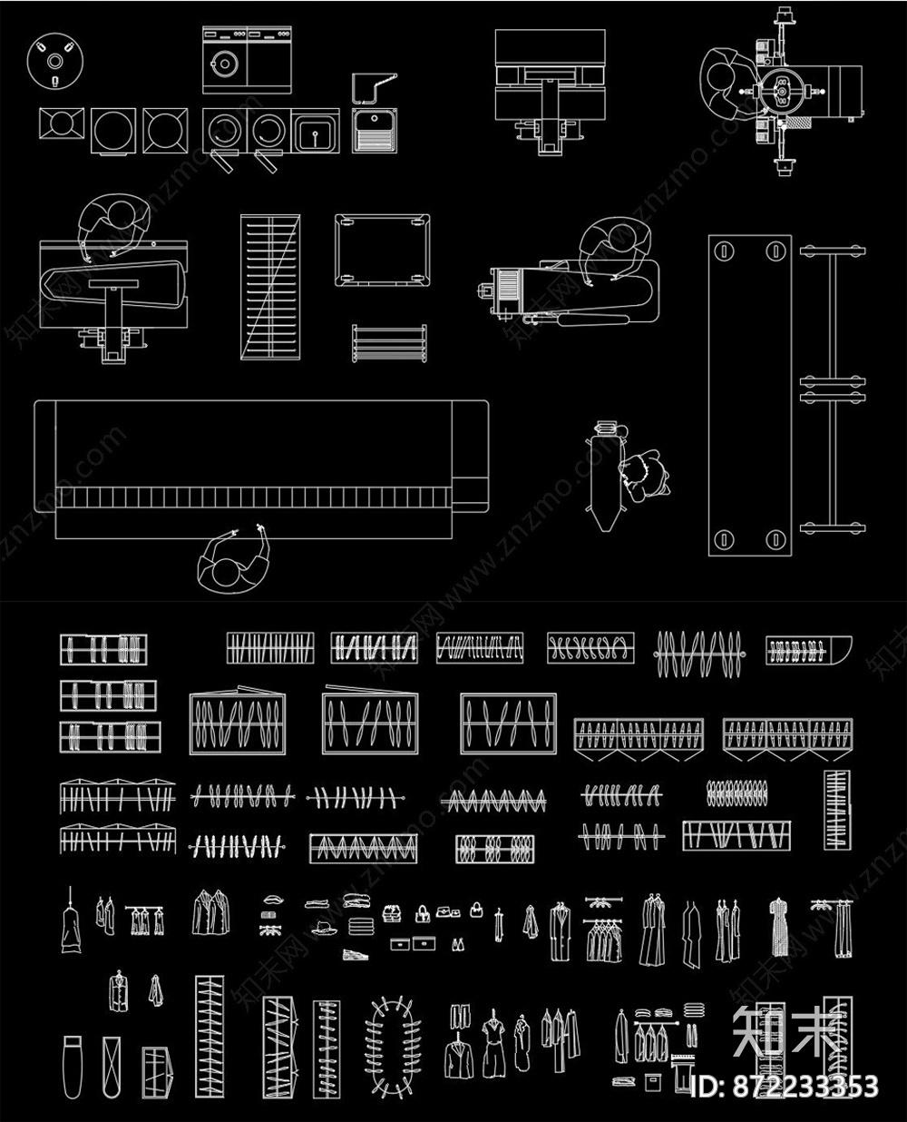 干洗店设备衣服CAD图库施工图下载【ID:872233353】