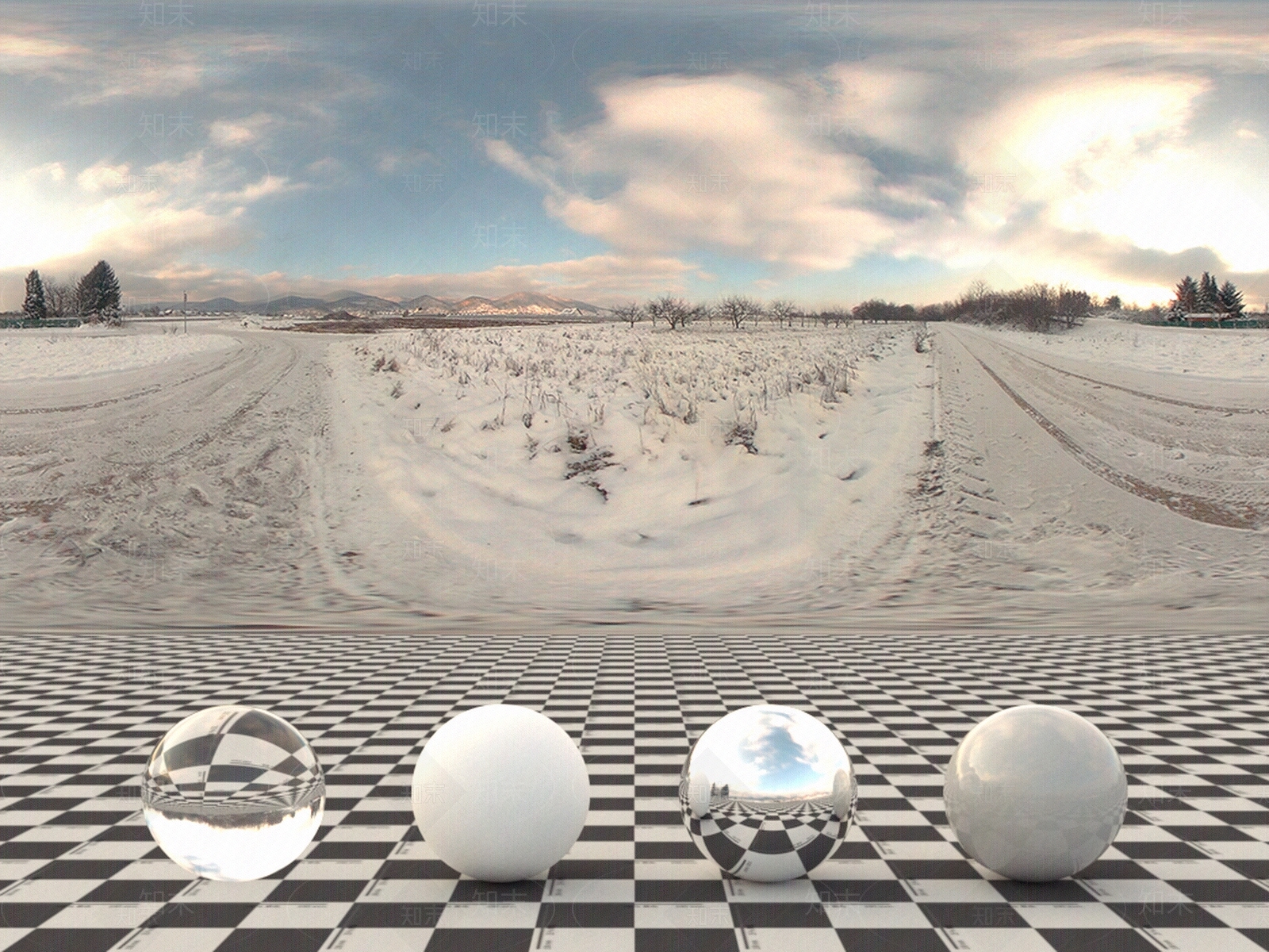 HDR黄昏雪景贴图下载【ID:572251138】