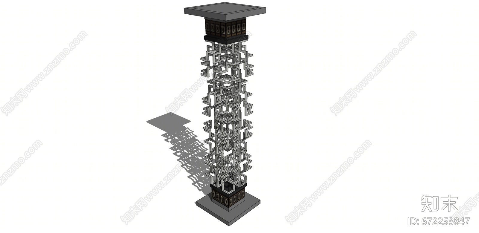 新中式风格景观柱SU模型下载【ID:672253847】