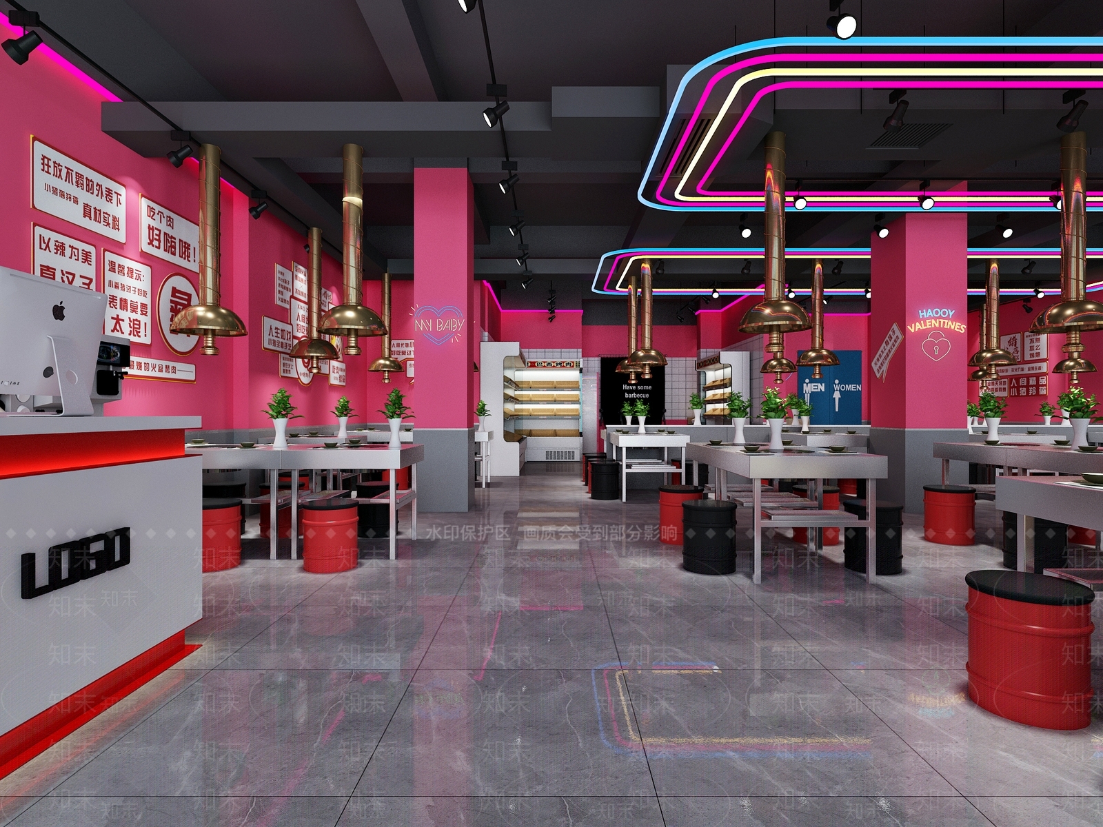 工业风烤肉店3D模型下载【ID:772291877】