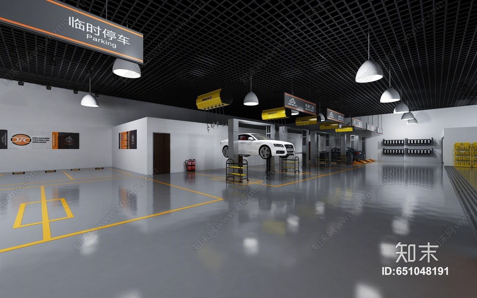 工业风4S汽车修理厂3D模型下载【ID:651048191】
