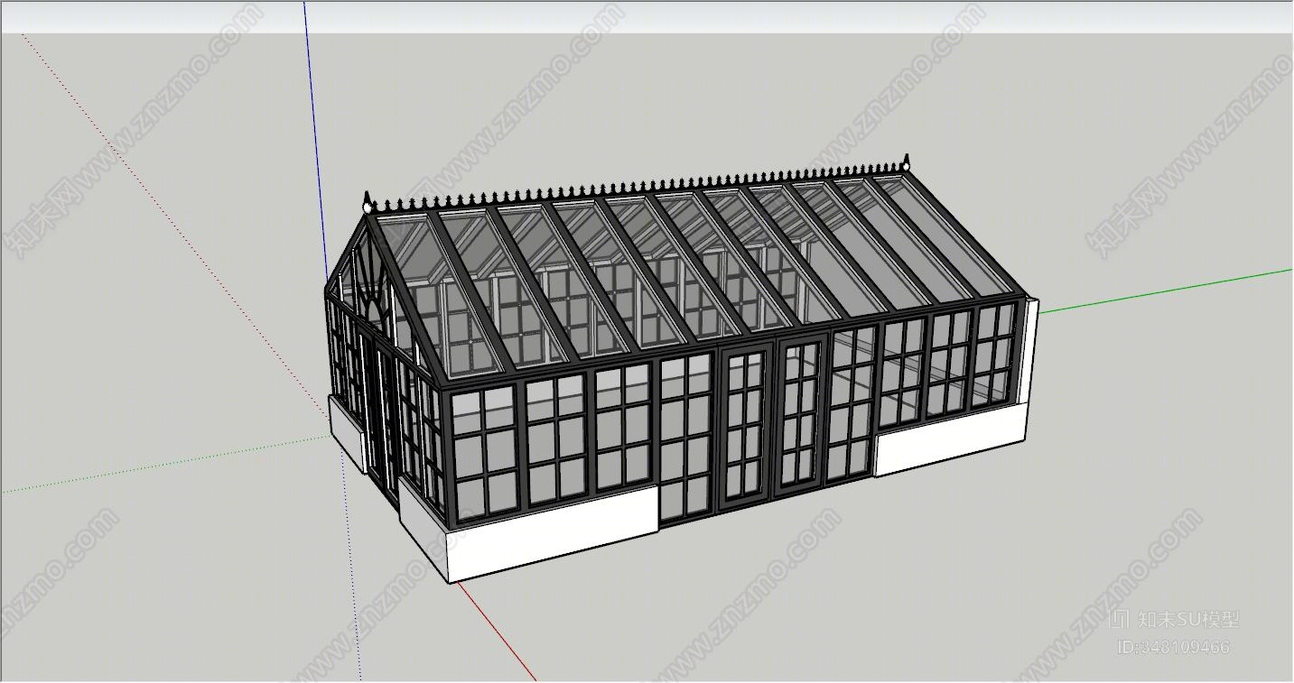 现代钢结构阳光房SU模型下载【ID:348109466】