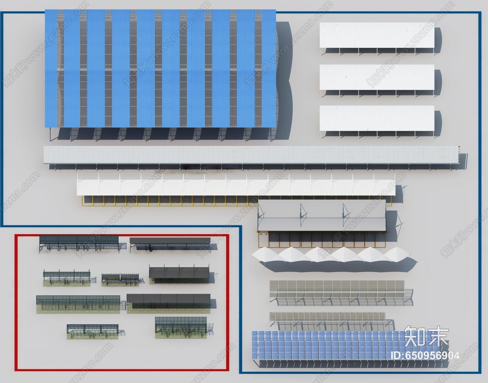 现代停车棚3D模型下载【ID:650956904】