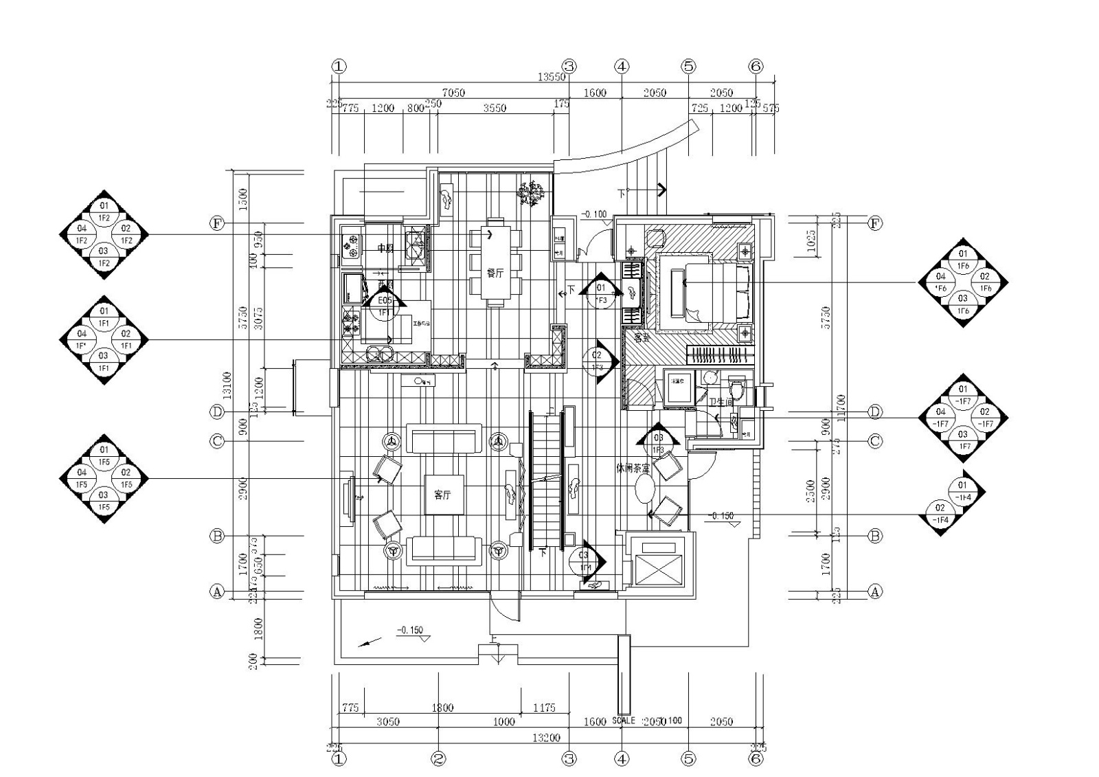 [北京]-天竺澳景园别墅C户型全套施工图cad施工图下载【ID:160501173】