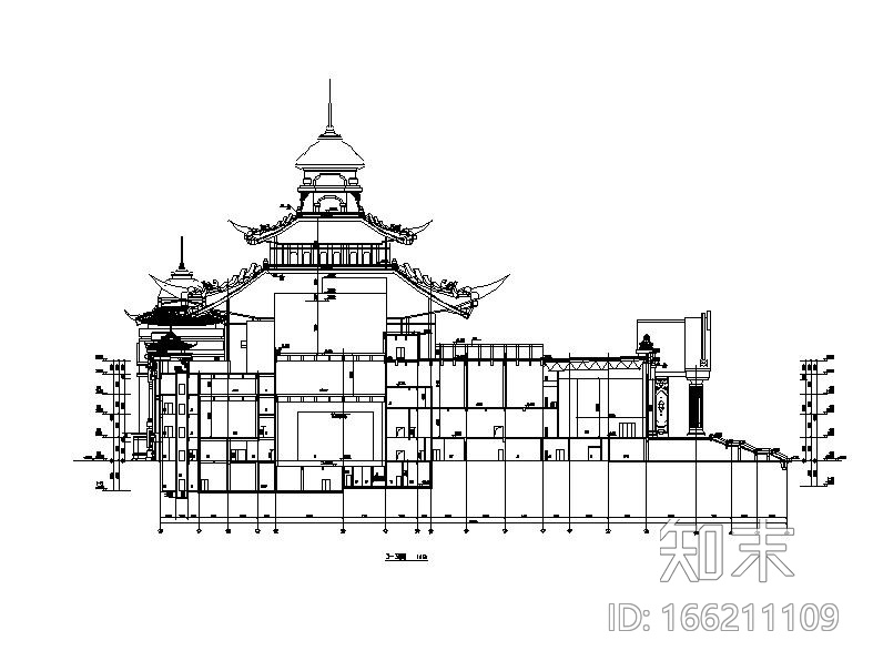 [内蒙古]四层新古典风格多功能文化中心建筑施工图（1...cad施工图下载【ID:166211109】