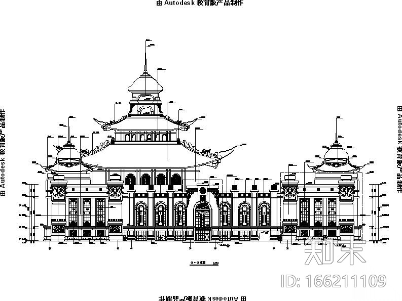 [内蒙古]四层新古典风格多功能文化中心建筑施工图（1...cad施工图下载【ID:166211109】