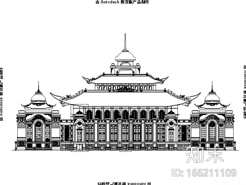 [内蒙古]四层新古典风格多功能文化中心建筑施工图（1...cad施工图下载【ID:166211109】