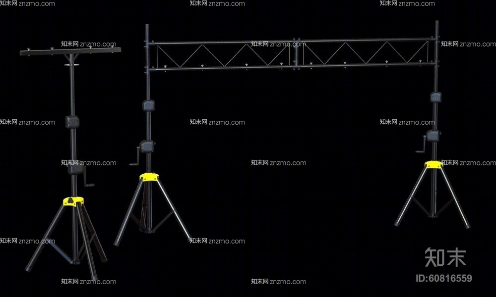 黑色铁艺灯光架3D模型下载【ID:60816559】
