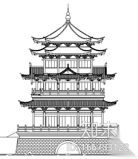 云峰烟水阁建筑方案图cad施工图下载【ID:166733122】