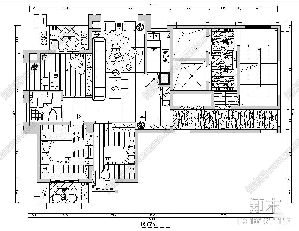 [福建]福州中茵上城国际室内施工图设计（包含CAD+实景图...cad施工图下载【ID:181611117】