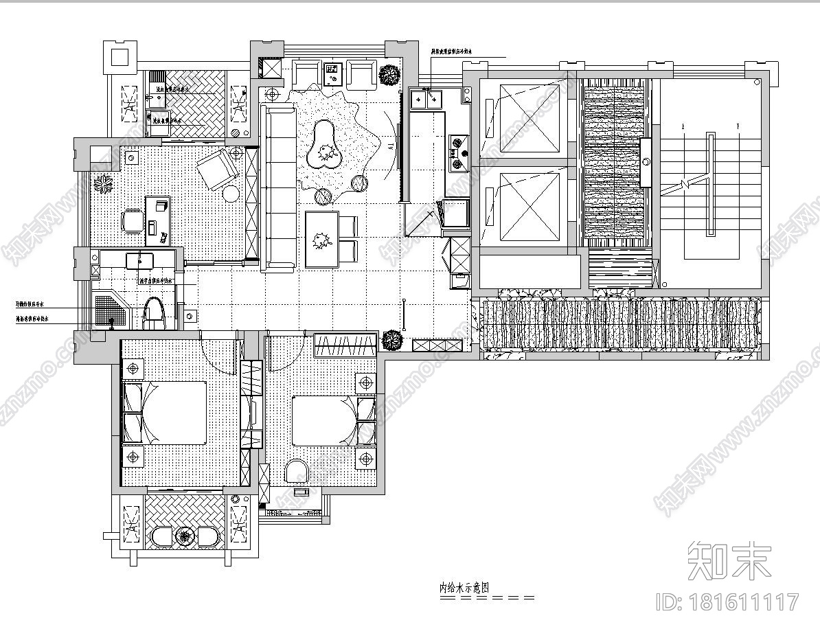 [福建]福州中茵上城国际室内施工图设计（包含CAD+实景图...cad施工图下载【ID:181611117】