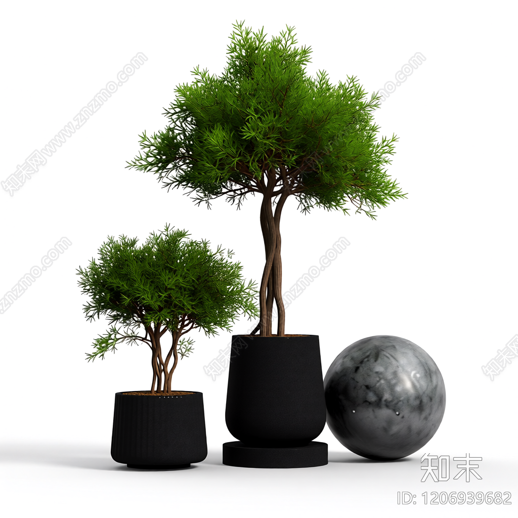 盆栽植物组合3D模型下载【ID:1206939682】