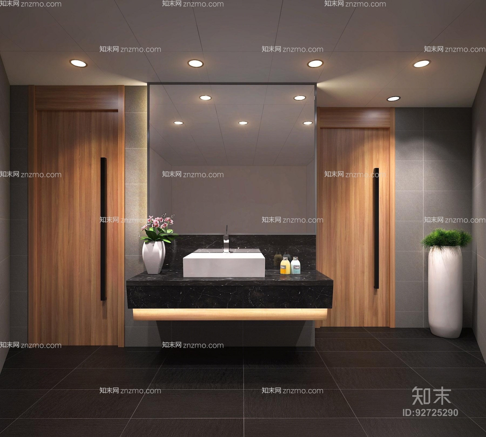现代原木色公共卫生间3D模型下载【ID:92725290】