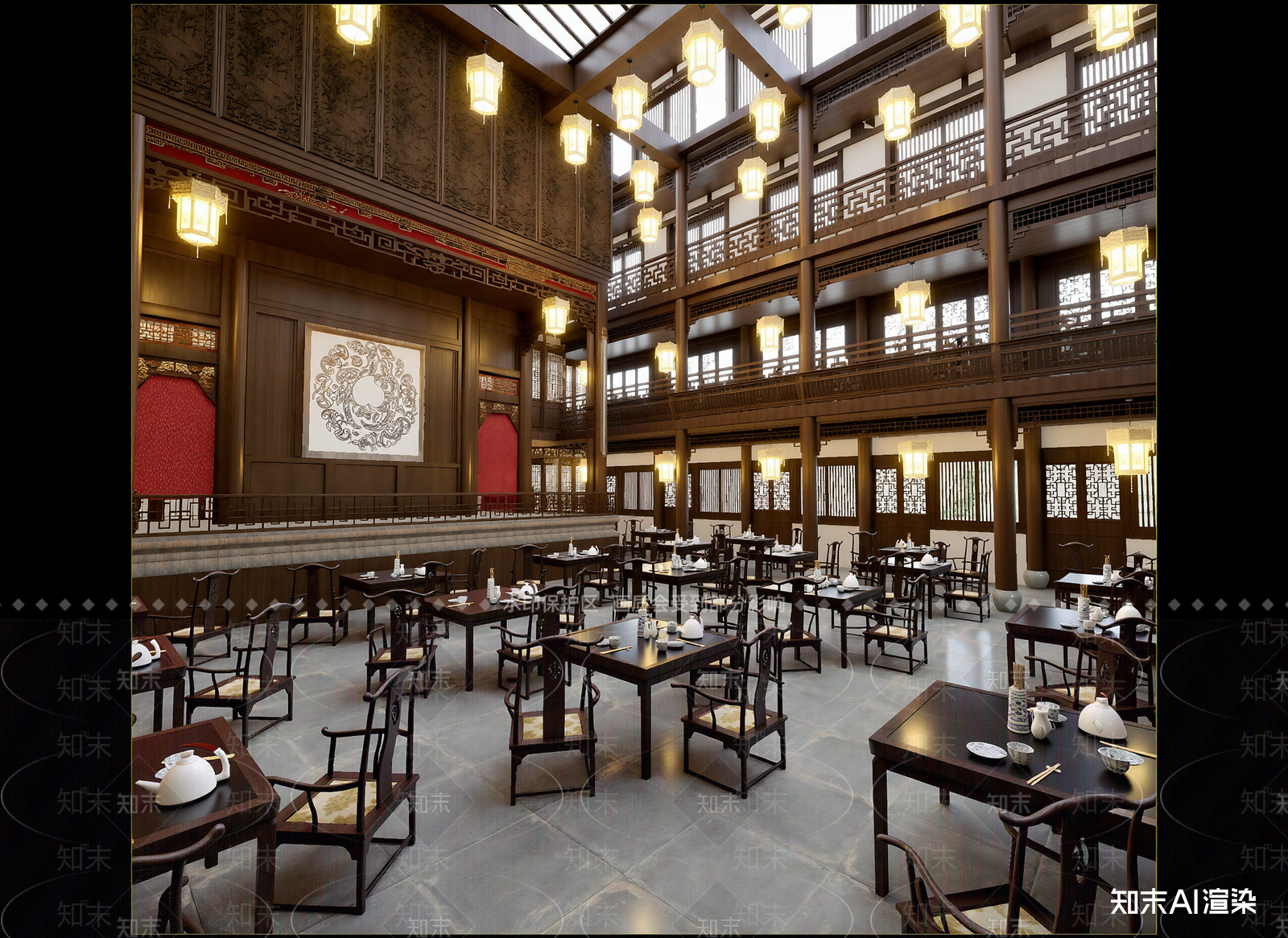 中式中餐厅3D模型下载【ID:1214637392】