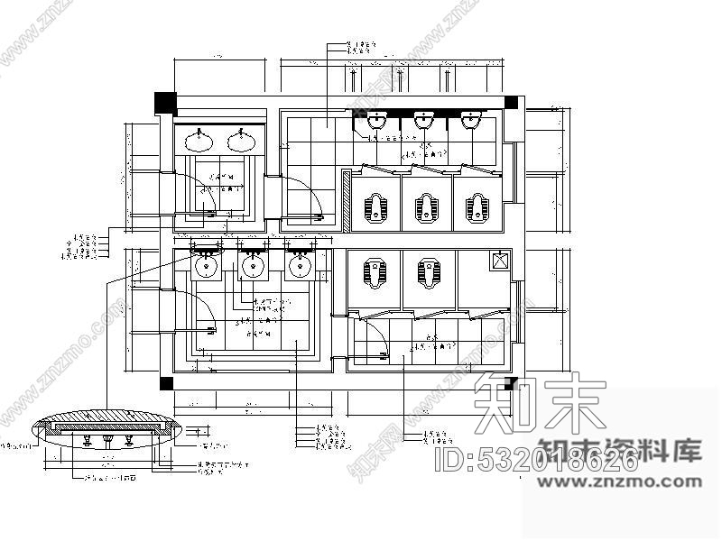 施工图某酒店公共卫生间装修图施工图下载【ID:532018626】