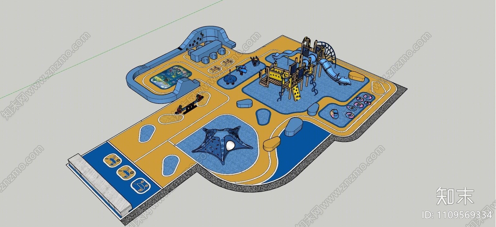 儿童游乐区游乐设施设计SU模型下载【ID:1109569334】