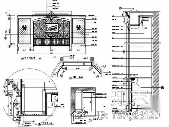 会议室拼纹装饰墙详图cad施工图下载【ID:167084129】