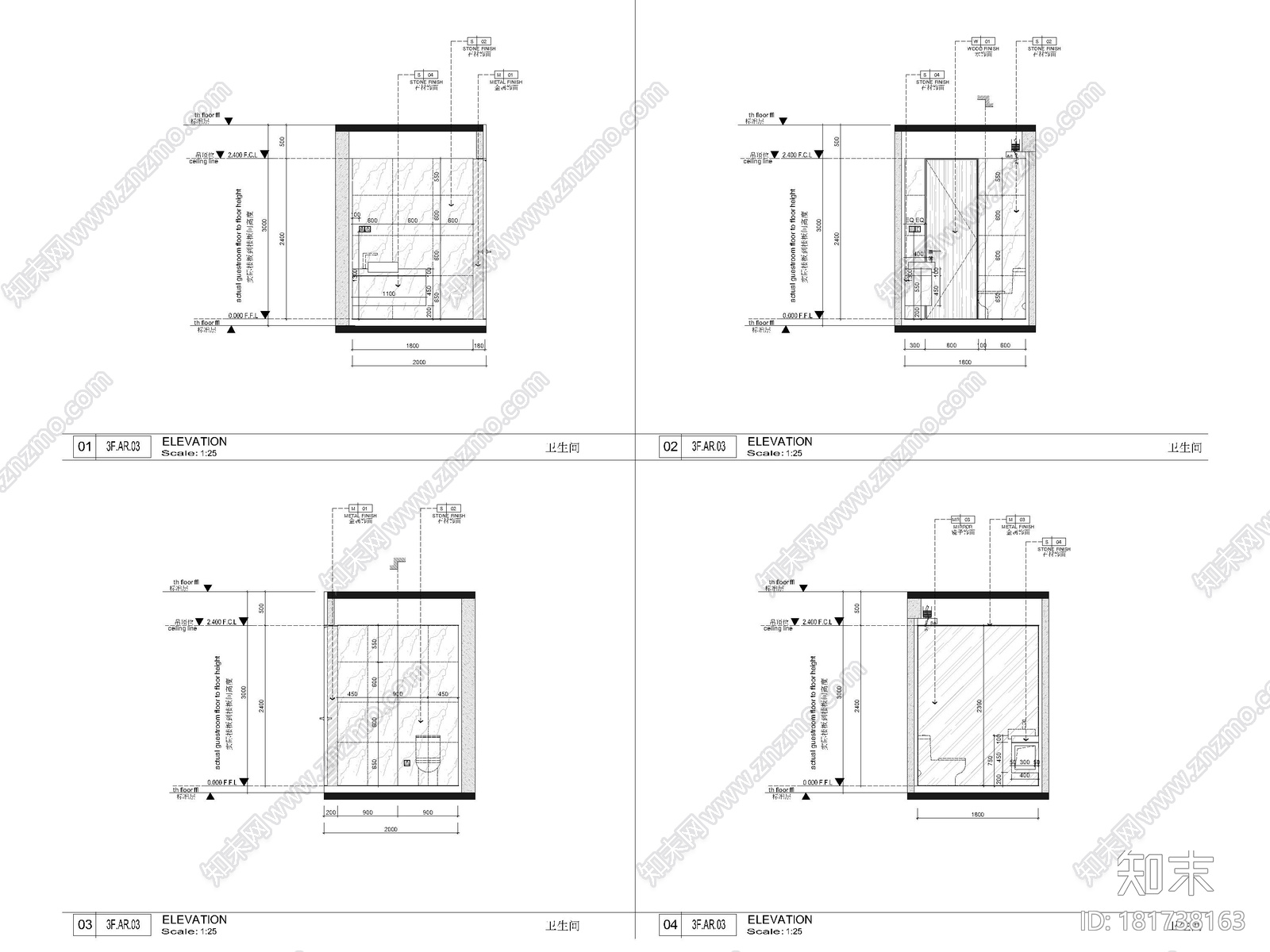 [上海]大宁府上叠三层三居别墅样板间施工图cad施工图下载【ID:181738163】