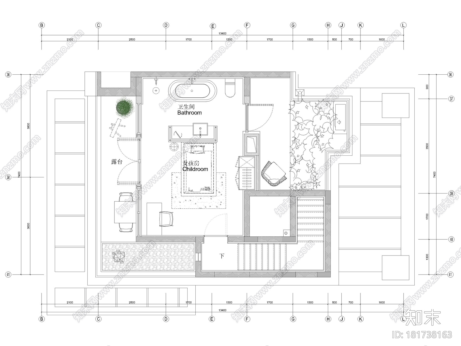 [上海]大宁府上叠三层三居别墅样板间施工图cad施工图下载【ID:181738163】