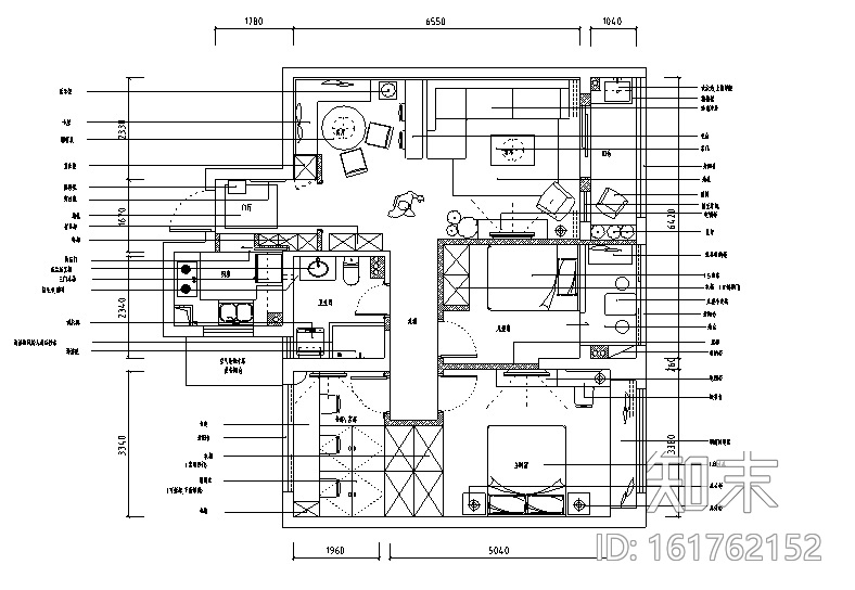 [浙江]田园风三居室住宅设计施工图（附效果图）施工图下载【ID:161762152】