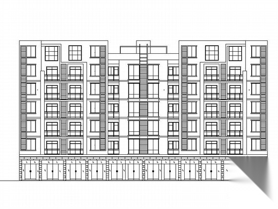 [广元]某小区七层底商住宅楼建筑方案图cad施工图下载【ID:167623178】