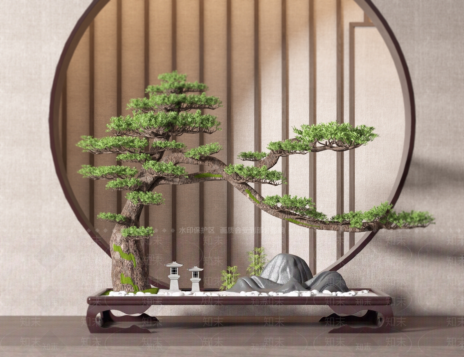 新中式盆栽3D模型下载【ID:372354880】