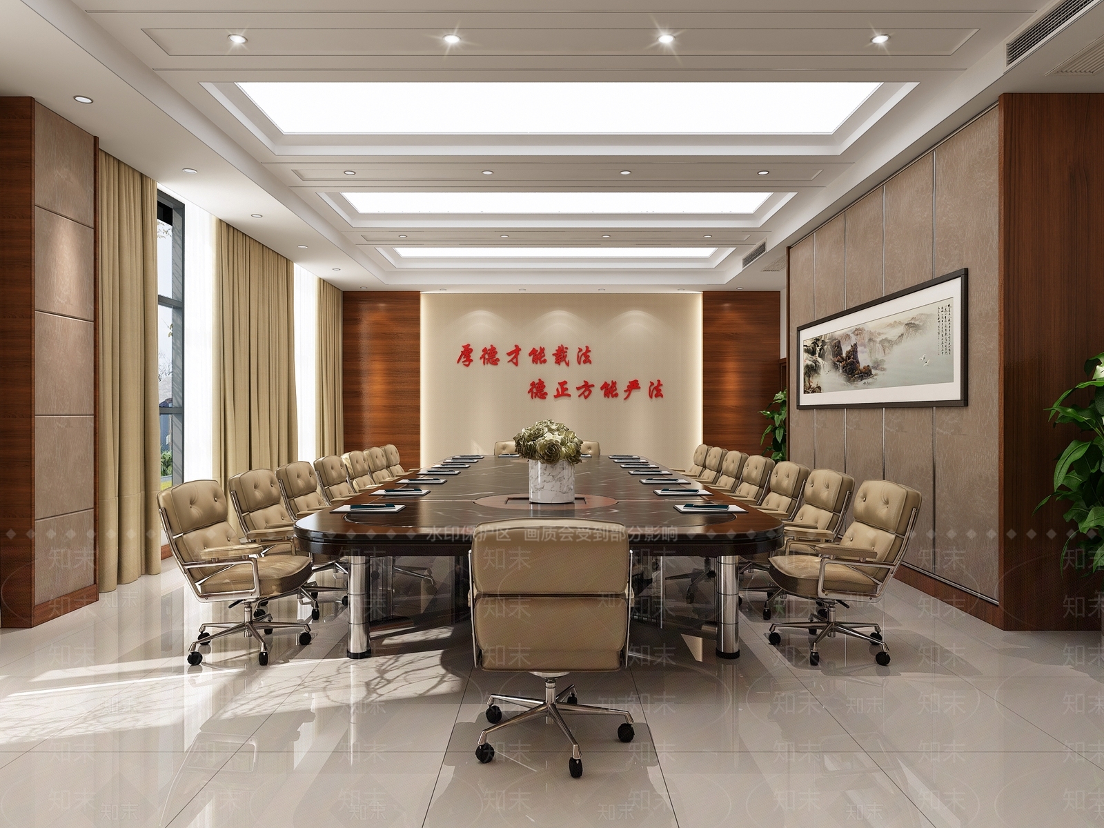新中式党建会议室3D模型下载【ID:772355852】