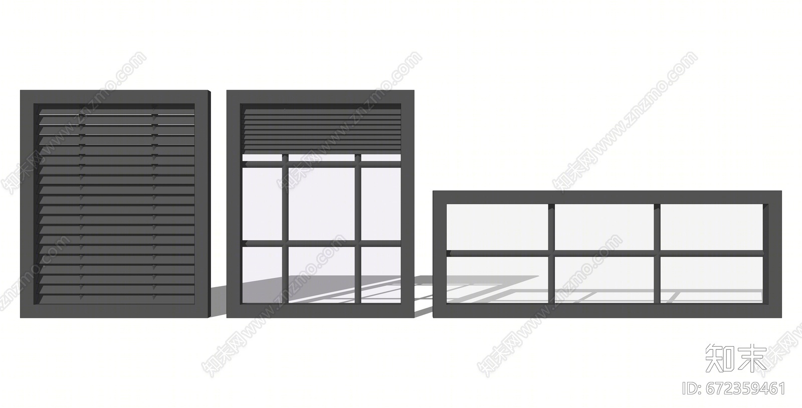 现代百叶窗户组合SU模型下载【ID:672359461】