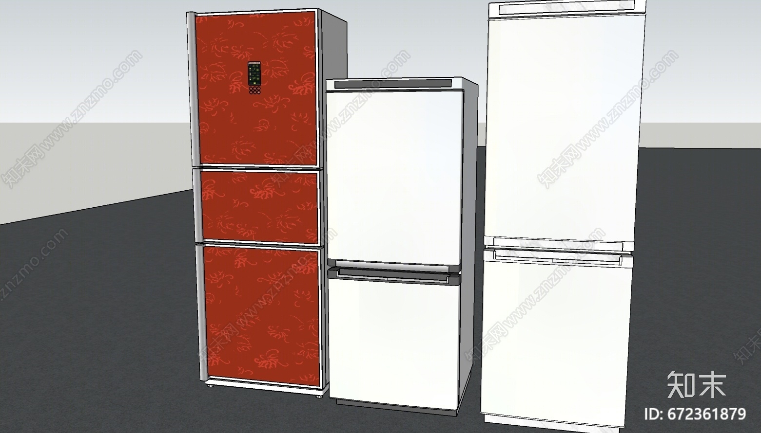 现代风格冰箱SU模型下载【ID:672361879】