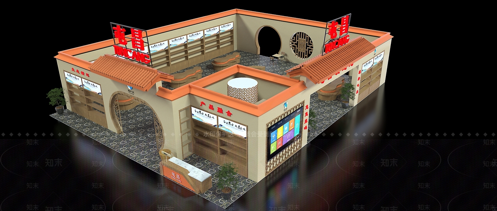 新中式风格商场展厅SU模型下载【ID:272377930】