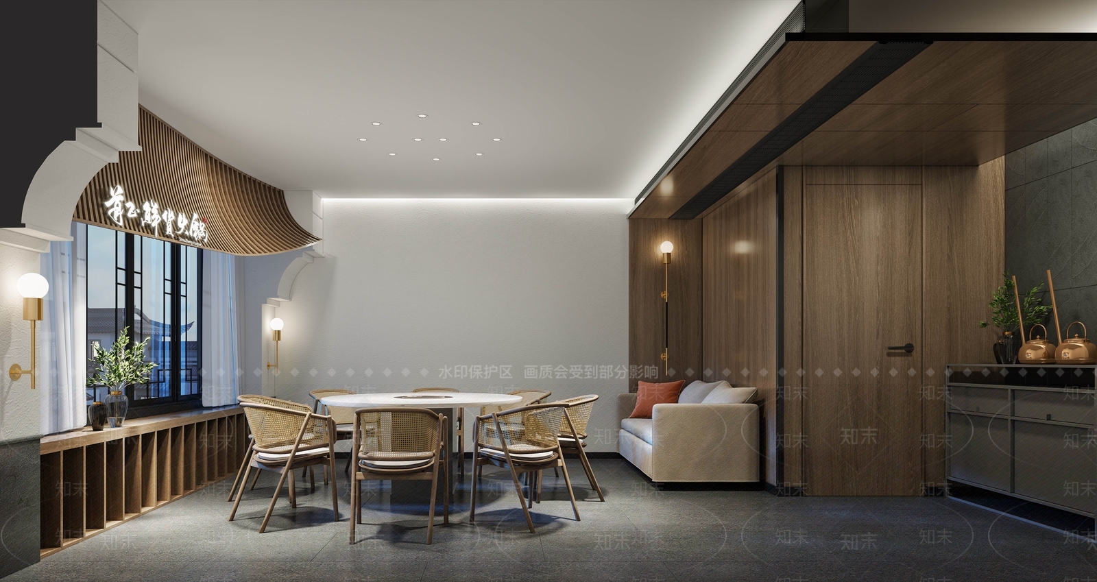 现代火锅店包间3D模型下载【ID:372405217】