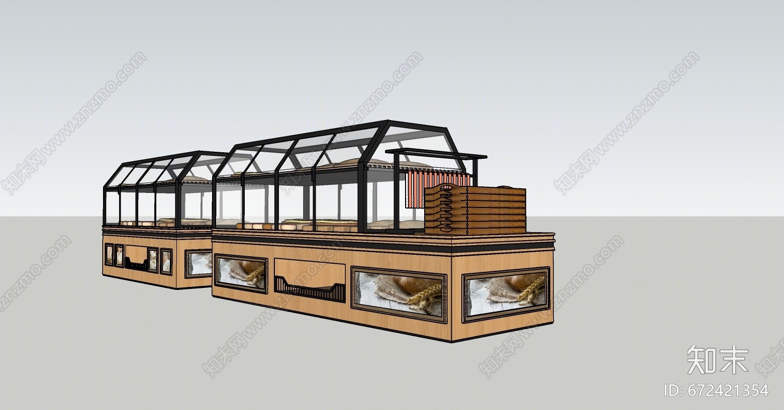现代风格面包柜SU模型下载【ID:672421354】