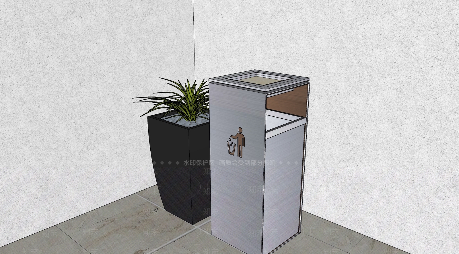 现代风格垃圾桶SU模型下载【ID:372427084】