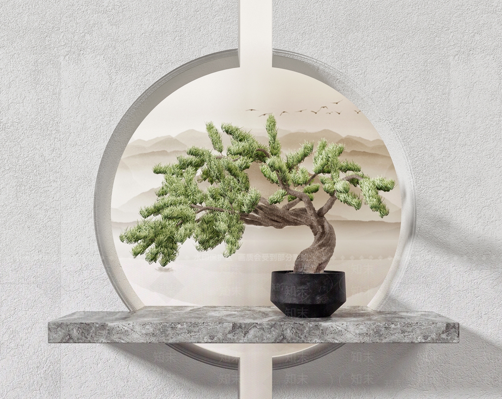 新中式盆栽3D模型下载【ID:372433806】