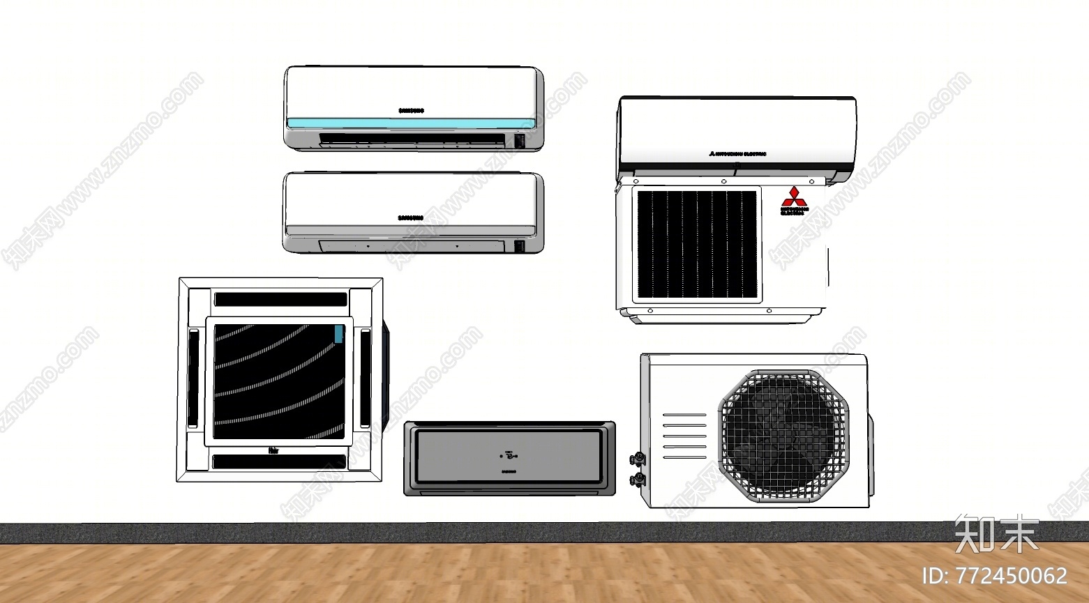 现代风格空调SU模型下载【ID:772450062】