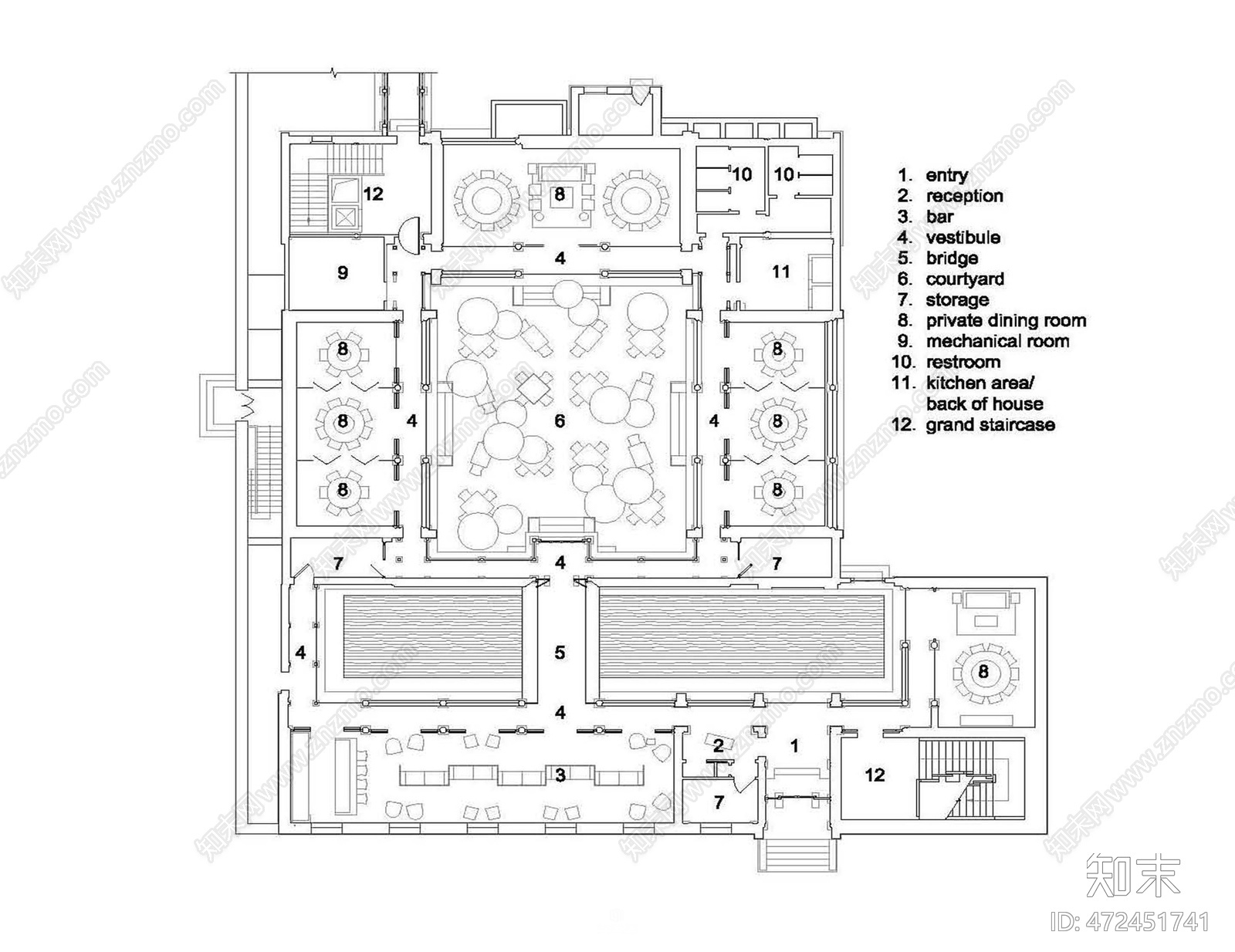 如恩设计-北京黄埔会餐厅cad施工图下载【ID:472451741】